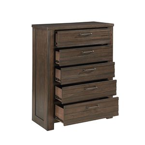 Petto di stoccaggio rustico marrone scuro in legno 1pc camera da letto mobili con 5 cassetti intintad - Product Image 2