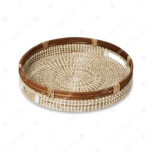 RATTAN-RIMMED COIL <b>Hamper</b> Storage Baskets Seagrass Basket Handles Cut-out Rattan On Top - Product Image 4