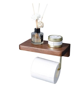 Porte-rouleau de papier toilette moderne en bois, organisateur de rangement, porte-serviettes, support de papier de cuisine sur pied en bois - Product Image 1