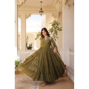 Vestido de Fiesta de Chifón para Mujer, Diseño de Marca, con Bordado Elegante, Manga Larga, Talla M - Product Image 5