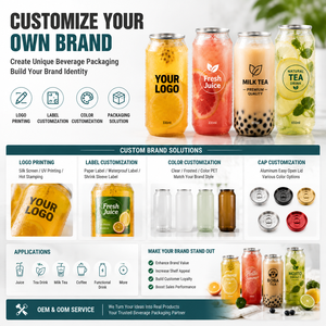 Botella de Bebida Personalizada con Logotipo, 330ml 500ml, Forma de Lata PET, con Tapa Fácil de Abrir, Envase Transparente para Jugo, Fábrica OEM - Product Image 5