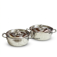 Ensemble de casseroles en acier inoxydable de qualité supérieure martelé à la main pour la maison et la décoration de table de mariage, ustensiles de cuisine avec couvercles en forme de citrouille