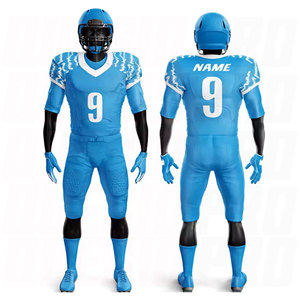 ชุดยูนิฟอร์มอเมริกันฟุตบอลชายคุณภาพสูง โพลีเอสเตอร์ 100% แบบกำหนดเองได้ ขายส่ง MOQ เสื้อเจอร์ซีย์แขนสั้นระบายอากาศพร้อมกางเกงขาสั้นสำหรับทีม - Product Image 1