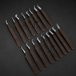 Pince à épiler de précision antistatique durable en acier inoxydable japonais brun foncé ASB avec logo personnalisé et poignée diamantée pour extensions de cils - Product Image 2