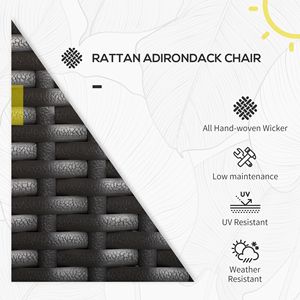 Sedia Adirondack in Rattan Intrecciato con Cuscini Bianco Crema e Schienale Alto Curvo per Uso Esterno a Falò - Product Image 4