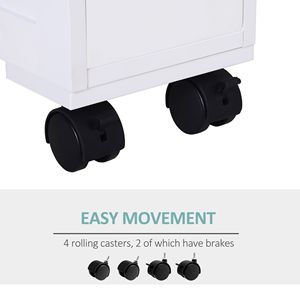 Mobiletto da Bagno Minimalista Bianco con 2 Cassetti, Ripiano e Ruote per Risparmiare Spazio in Casa/Camera da Letto - Product Image 4