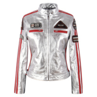 Veste de moto pour femme en cuir d'agneau véritable Sizma 100% personnalisée, fermeture éclair YKK or/argent, logo personnalisé, marque privée