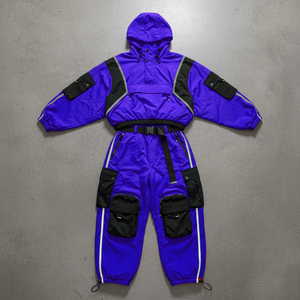 Custom OEM Printed Hooded Sporty Spring Lightweight Breathable Sweatsuit Embroidery <b>Zip</b>-<b>Up</b> <b>Jacket</b> Jogger Set Color Block Nylon - Product Image 6