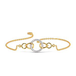 Bracelet en diamants entrelacés avec chaîne en or jaune et design central circulaire superposé - Product Image 2