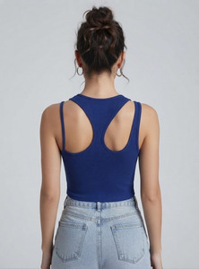 Camiseta sin mangas para mujer, casual, con doble tirante, para correr, ajustada, de verano, con espalda cruzada - Product Image 2