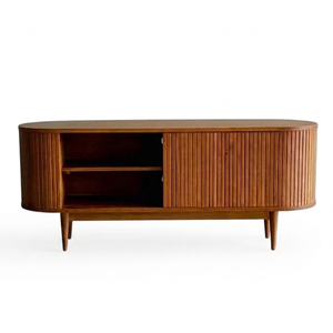 Luxury Eco-Friendly Durable Teak Wood Mid Century Modern Wholesale Alden Fluted Buffet Cabinet Media Console <b>TV</b> Stand Storage - Product Image 2