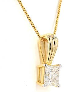Pendentif panier classique en or jaune 18 carats avec diamant solitaire de laboratoire de 4,00 carats taille princesse, serti à griffes, pour usage quotidien - Product Image 3