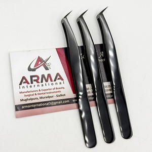 Pince à cils Plasma Black 65 degrés, pointe en fibre pour volume, durable, pointe fine et précise, pour extensions de cils, avec logo - Product Image 6