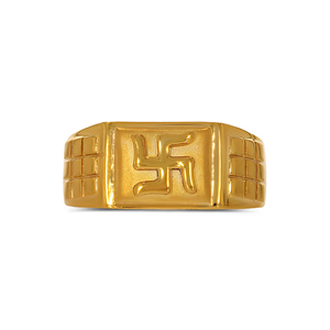 Auspicious Swastik <b>Men's</b> Gold <b>Ring</b> High Quality Gold Plated Swastik Signet <b>Ring</b> <b>for</b> <b>Men</b> Modern Religious Fashion Jewelry - Product Image 3