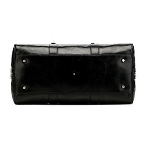 Black Genuine Leather Casual <b>Belt</b> with Square Buckle Top Handle and Adjustable Shoulder Strap Durable - Product Image 3