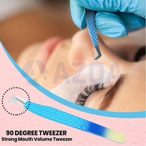 Professional Stainless Steel Multi Color Eyelash Extension Tweezers Set Straight Curved Volume Tip for <b>Lash</b> Styling & Extension - Product Image 2
