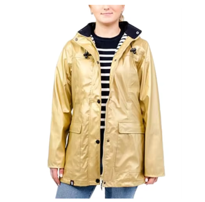 Gold Women's 2026 Autumn Floral Hooded <b>Rain</b> <b>Jacket</b> <b>Long</b> Parka Windproof Casual Outdoor Coat Custom Logo - Product Image 4