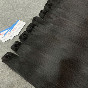 Paleta de colores vivos, negro ébano, cabello humano vietnamita 100% liso, listo para enviar, hebras sedosas, sujeción fuerte, suave - Product Image 3