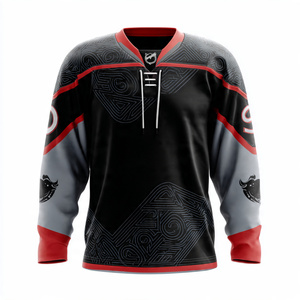 Camiseta de Hockey sobre Hielo Personalizada con Cuello en V, Sublimada, con Número de Equipo Personalizado - Product Image 4