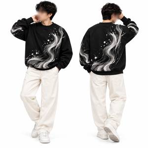 <b>Men</b>’s Abstract Wave Print <b>Crewneck</b> <b>Sweatshirt</b> Custom Graphic Pullover Casual Streetwear <b>Sweatshirt</b> - Product Image 3