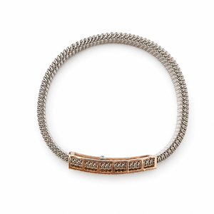 Rose Gold Plated 925 Sterling <b>Silver</b> Rose Gold Tone Cubic Zirconia Bracelet High Polish Mesh Link Luxury <b>Mens</b> Unisex <b>for</b> Wedding - Product Image 3