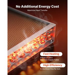 Scambiatore di calore acqua-aria 22 x 22 pollici, 190K BTU, con tubi alettati in rame e alette in alluminio per HVAC - Product Image 3