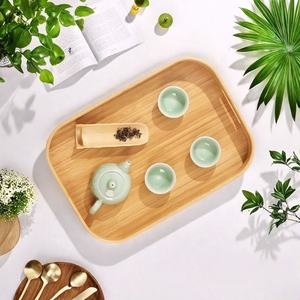 Plateau de service rectangulaire en bois Lavie Creations, thème floral et fruité Art Déco, écologique, avec poignée, pour table à manger - Product Image 1
