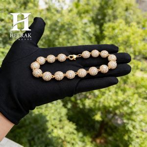 Pulsera de Lujo con Diamantes Engastados, Oro de 14K, Diseño de Bolas Redondas, Estilo Disco, Joyería Hip Hop Unisex - Product Image 5