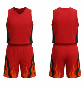 Ensemble de maillot et short de basketball pour homme, imprimé sublimé effet gouttelettes, sans manches, en polyester respirant et anti-transpiration. - Product Image 2