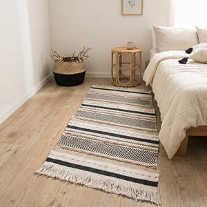 <b>Boho</b> Area <b>Rugs</b> Long Fringed Tufted Durable Bedroom <b>Rug</b> Chevron Pattern Cotton Handloom <b>Boho</b> Chic Home Decor <b>Rugs</b> - Product Image 1