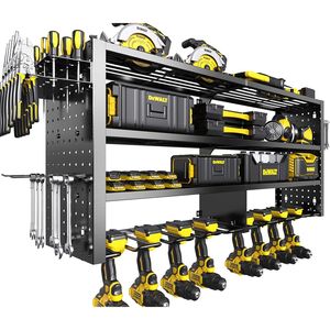 Organizzatore da Parete a 4 Livelli per Utensili Elettrici, Soluzione di Stoccaggio Robusta per Garage con 8 Supporti per Trapani - Product Image 1