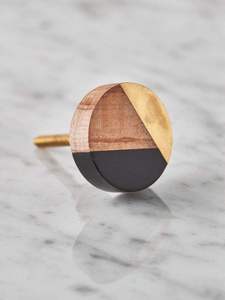 Handcrafted Brown Wood Knob with Brass Resin Inlay Modern Design for Cabinets Drawers Kitchen Doors Bathroom Hotel Dresser - Product Image 5