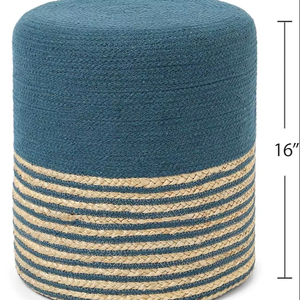 Pouf rond en jute tissé à la main, pouf ottoman en jute avec rembourrage intérieur doux en EPE et éponge - Product Image 1