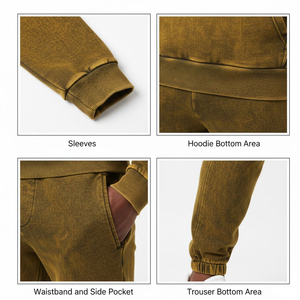 Conjunto Deportivo de Invierno para Hombre, con Logotipo Personalizado, Lavado Ácido, Transpirable, Sudadera con Capucha de Felpa Gruesa y Pantalones Jogger, Estilo Urbano, Dos Piezas - Product Image 4