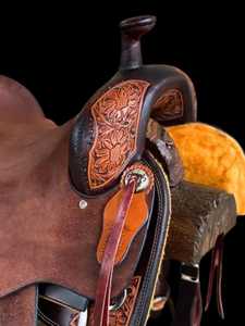 Nouvelle selle de cheval de ferme en cuir occidental de haute qualité, sculptée à la main - Product Image 4