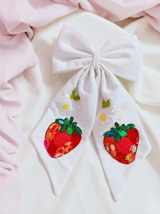 Green Fabric Hair <b>Bow</b> <b>Clip</b> for Girls Christmas Embroidered Ribbon <b>Bow</b> Hair Accessory Kids Party Wear Festive Hair <b>Clip</b> Style - Product Image 2