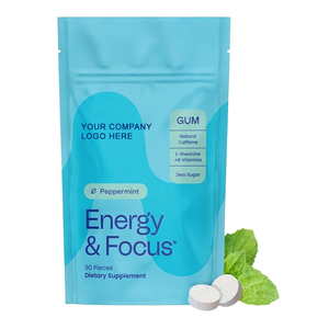 Chewing-gum énergétique Direct Factory avec 60 mg de caféine, sans sucre, nutrition sportive, OEM, marque privée - Product Image 1