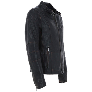 Men's Genuine Leather Motorcycle Jacket Slim Fit Stand Collar Zipper Closure Windproof Moto Biker Style Autumn Wear - Product Image 2