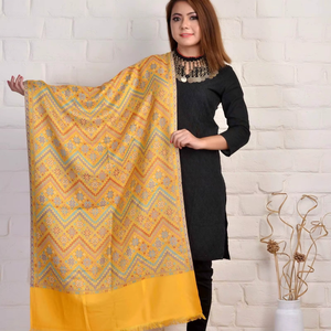 Bulk Kashmir Embroidery Shawl Stoles Silk Woolen Shawl Wholesale Fashion Pashmina Stoles Designer Hijab Traditional Shawls - Product Image 1