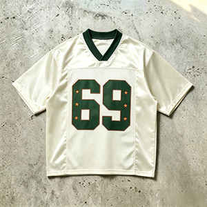 เสื้อฟุตบอลคอวี 69 สีเขียว หมายเลข 69 ผ้าตาข่ายโพลีเอสเตอร์ สำหรับผู้ใหญ่ แขนสั้น ระบายอากาศได้ดี ชุดกีฬา ชุดทีมแบบกำหนดเอง - Product Image 1