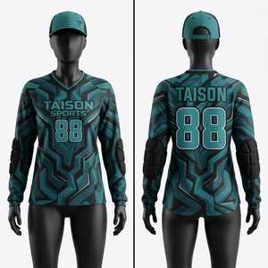 Camiseta de Paintball para Hombre, 220 GSM, Tejido de Poliéster Transpirable, Color Verde Azulado y Negro, Logotipo Personalizado por Sublimación, Protección UV Antibacteriana, Manga Corta - Product Image 1