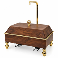 Chauffe-plat de luxe durable en bois isolé avec couvercle en acier inoxydable et support décoratif en métal (Écologique)