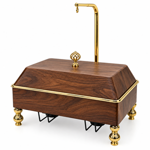 Luxury Insulated Wooden Casserole <b>Food</b> <b>Warmer</b> with Stainless Steel Cover Metal Frame Decorative Stand (Eco-Friendly) - Product Image 4