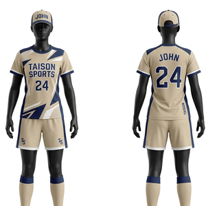 Uniforme de Floorball para Mujer, 180 GSM, Poliéster Interlock, Diseño de Paneles Beige y Blanco, Sublimación Personalizada, Conjunto Deportivo Profesional - Product Image 2