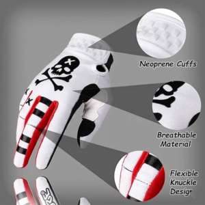 Gants de cyclisme à doigts entiers, imprimé crâne blanc, polyester, antidérapants, fermeture auto-agrippante, unisexe, respirants pour l'été - Product Image 2