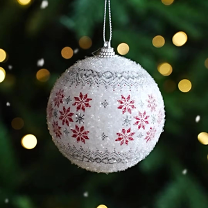 ลูกบอลตกแต่งต้นคริสต์มาสสีขาวสำหรับเทศกาลวันหยุด  ชุดลูกบอลโฟมสีขาว 3 ชิ้น - Product Image 4