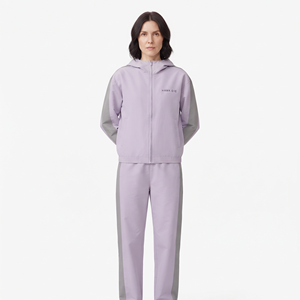 Best Quality Women's Oversized Nylon Activewear Full <b>Zip</b> Cropped Jacket Side Stripe Jogger Pants Two Piece Tracksuit Set - Product Image 4
