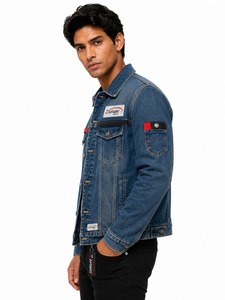 New Arrival <b>Men</b> <b>Denim</b> <b>Jacket</b> Classic Blue Wash Button Closure Stylish Everyday Outerwear For Modern Casual Wears - Product Image 2