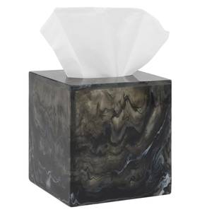 Boîte à mouchoirs de luxe en résine noire avec effet marbre doré, porte-mouchoirs carré décoratif, moderne, pour la maison, la salle de bain, le bureau, la table - Product Image 6