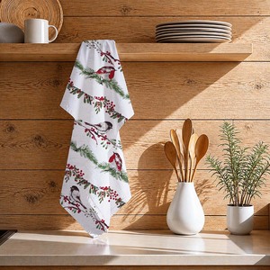 Serviettes de cuisine imprimées avec un magnifique motif de Noël, 100% OEM, de qualité supérieure, neuves, en provenance d'Inde, à prix abordable. - Product Image 1